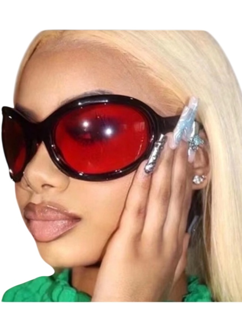 🔥🔥🆕Red and Black Oversized Wrap around Sunglasses